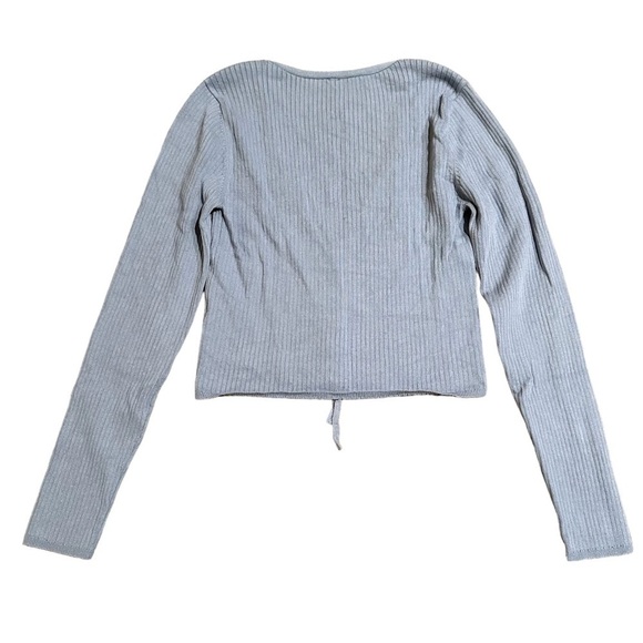 ASOS Sweater Lace Up Front Ribbed in Blue Size 4 - Picture 3 of 4